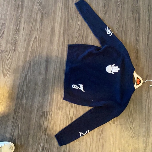 Skull Cashmere Navy Sweater with White Symbols - Picture 5 of 5
